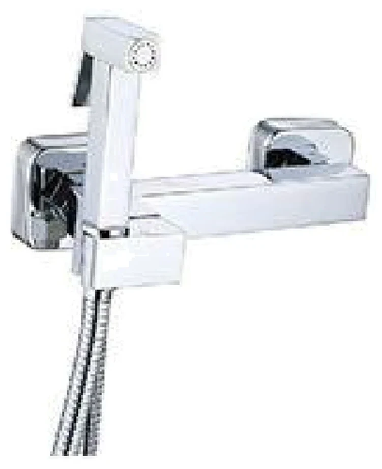 Ducha higiénica cuadrada con mezcladora de pared y maneta superior