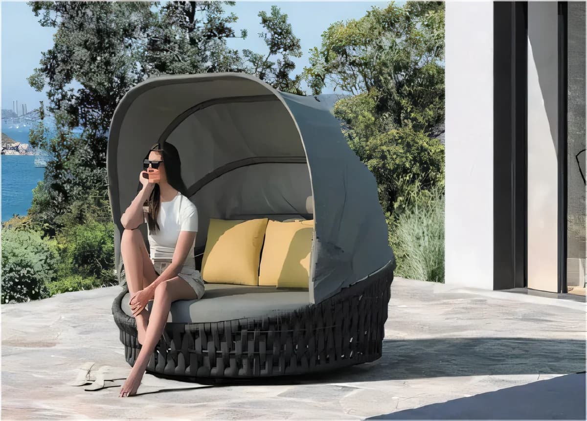 Daybed redondo tejido con capota