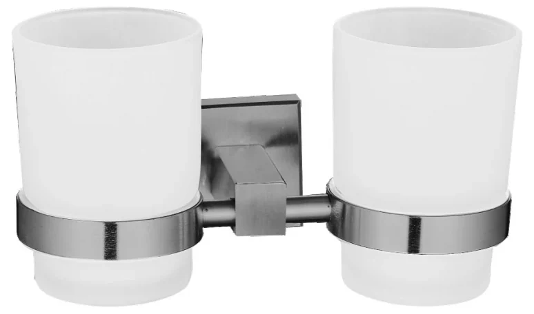 Portavaso doble cuadrado cepillado