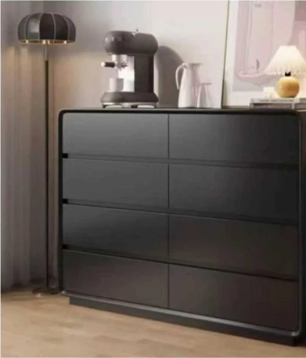 Cómoda de 8 cajones negro, 100, 120 o 140 × 40 × 100 cm