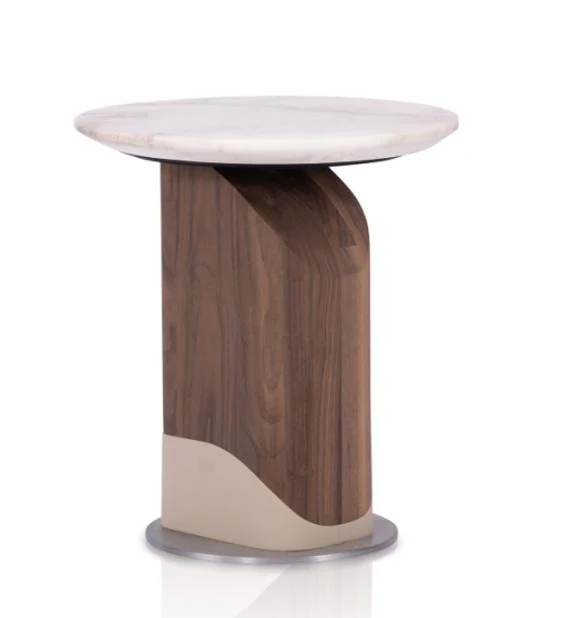 Mesa auxiliar redonda con base de dos tonos 48 × 48 cm