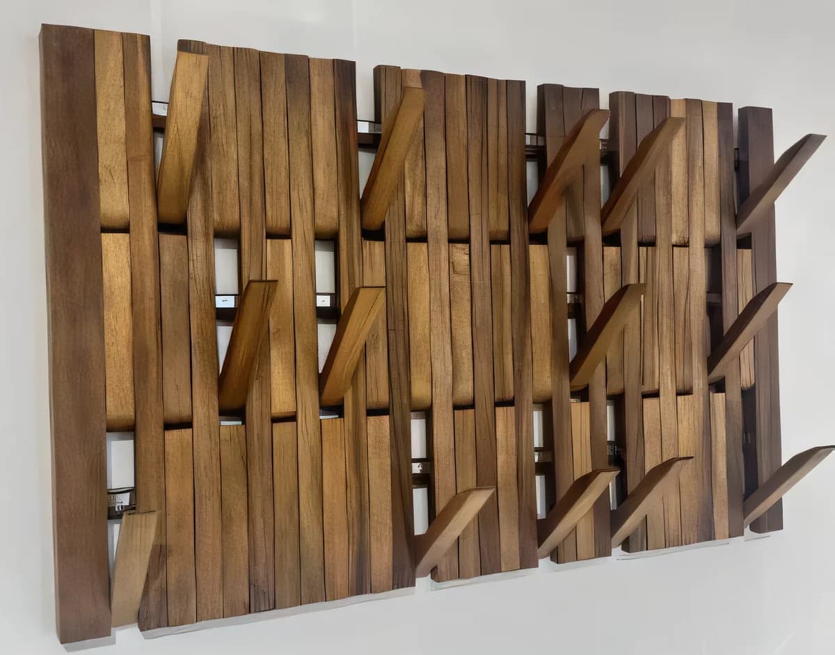 Perchero de pared horizontal de listones con ganchos 102 cm