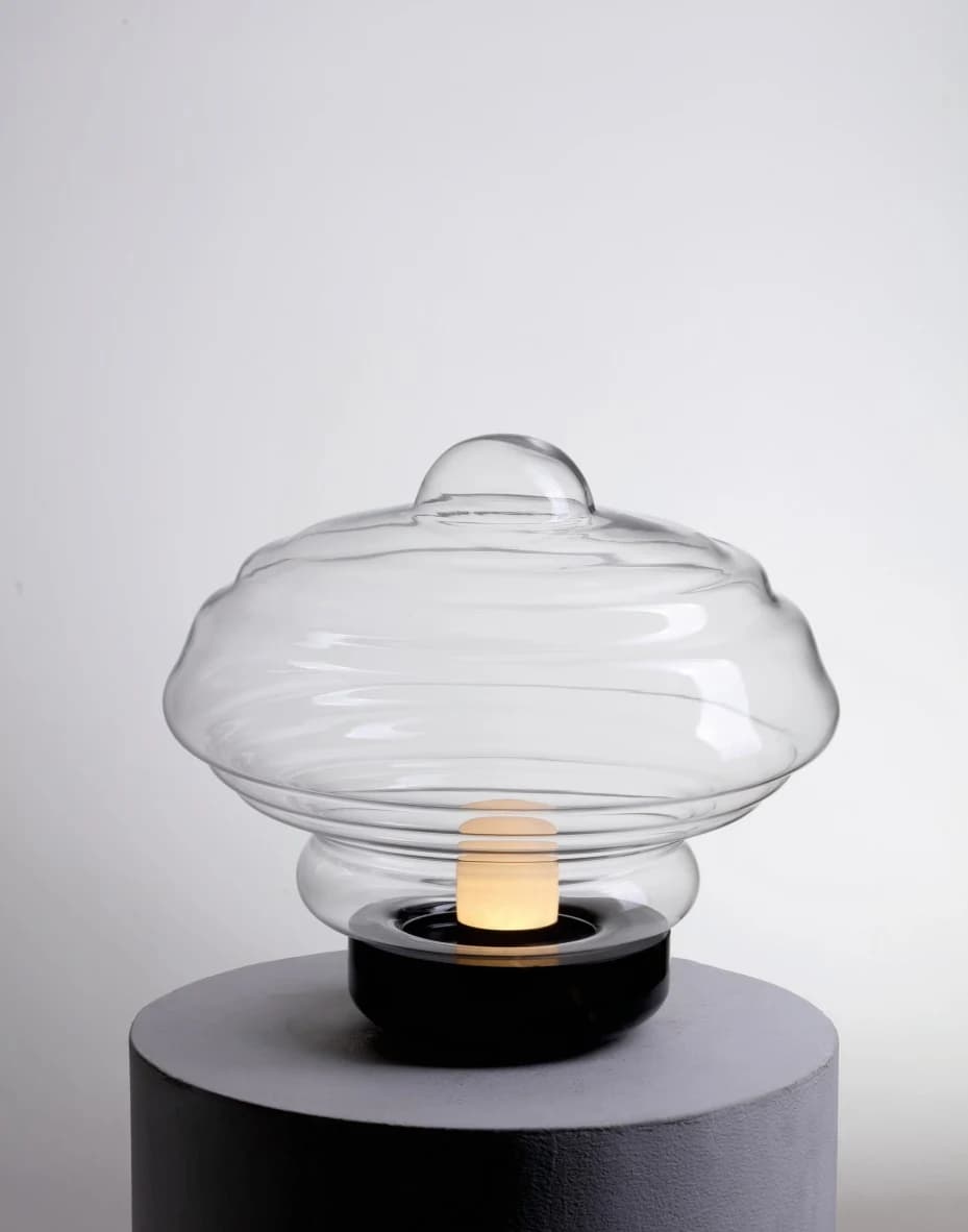 Lámpara de mesa de vidrio transparente con silueta de nube Ø 40 cm