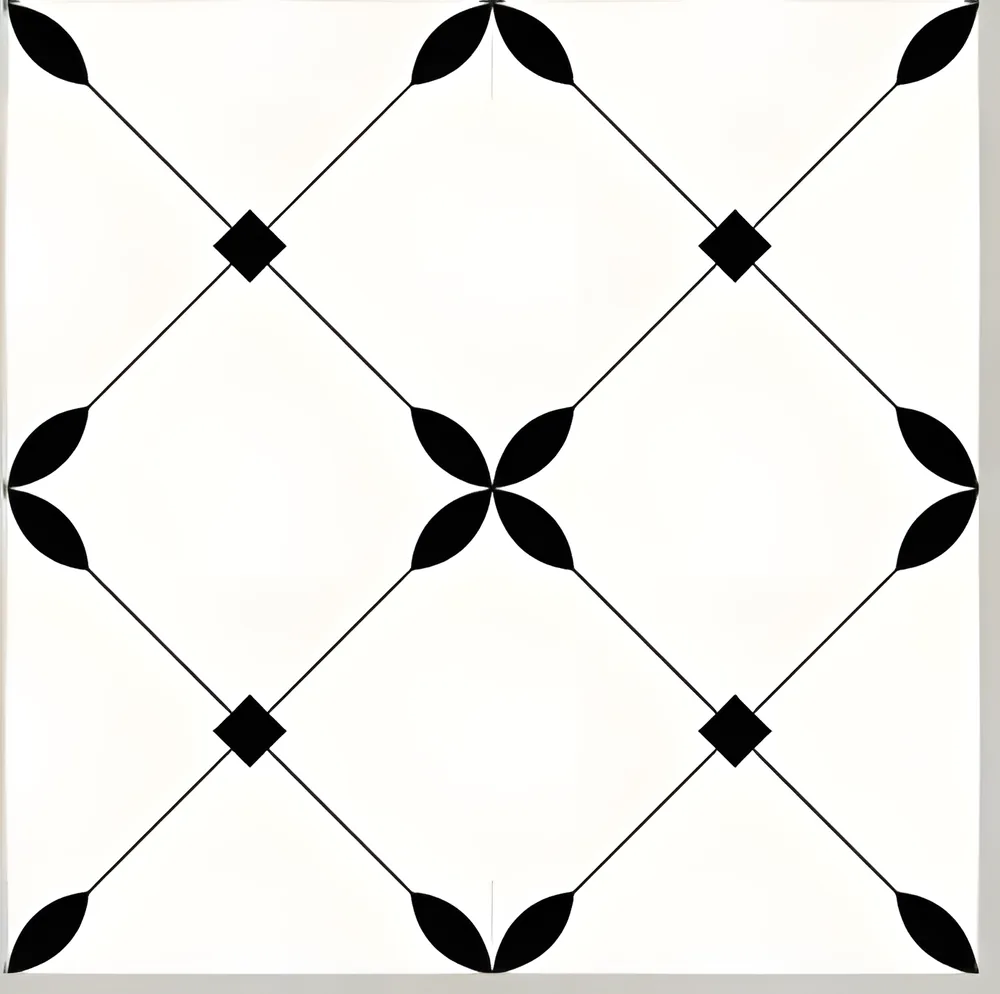 Porcelanato decorado rombos con pétalos 40 × 40