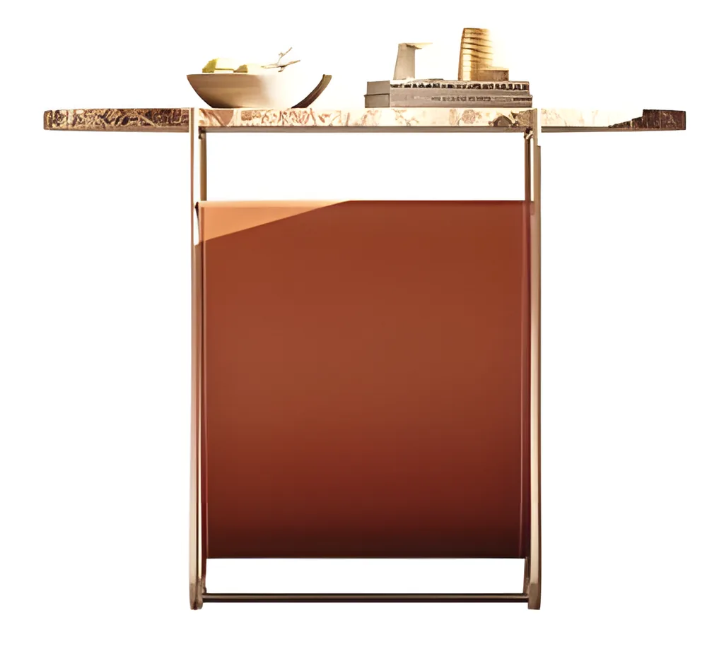 Carrito auxiliar con frente de cuero y tapa rebatible 73 × 53 × 75 cm