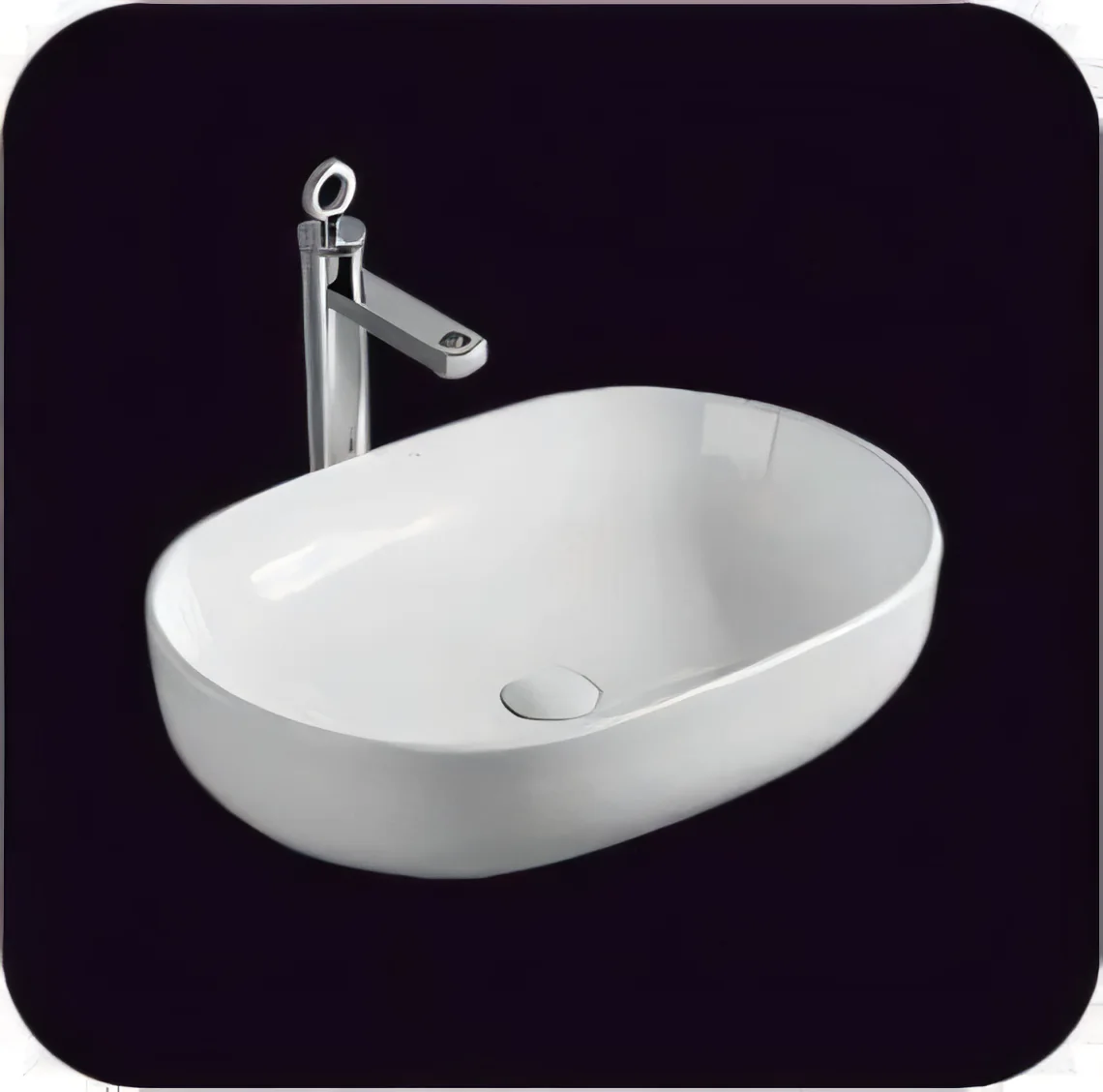 Lavatorio sobre mesada ovalado 60 × 40 × 15 · diseño 1