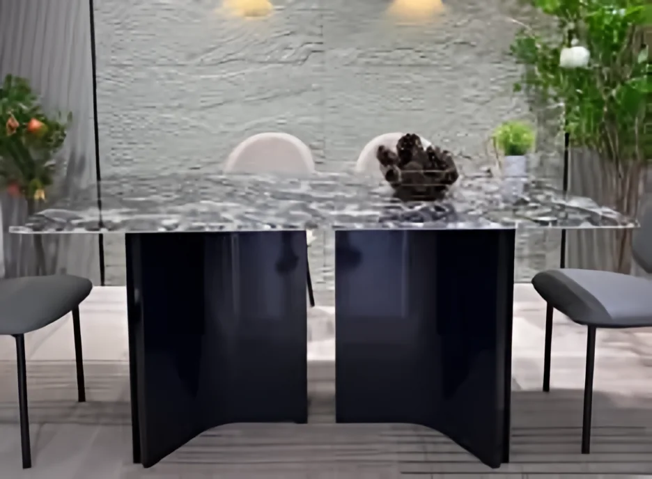Mesa de comedor con tapa de piedra sinterizada 160 × 90 y 140 × 80 cm · modelo 01