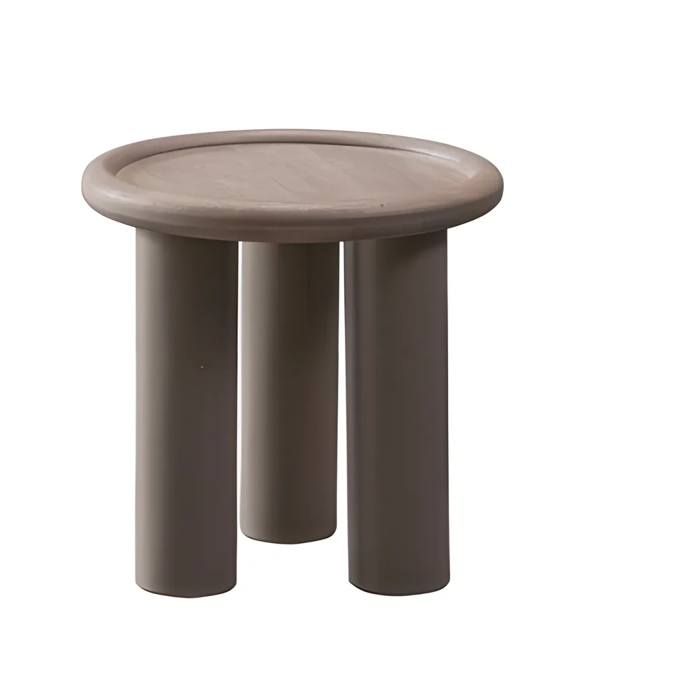 Mesa auxiliar redonda con borde y patas cilíndricas Ø 50 cm