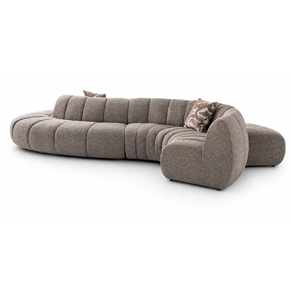 Sofá Meandro · Sofá modular acolchado en franjas de planta curva 437 × 177 cm
