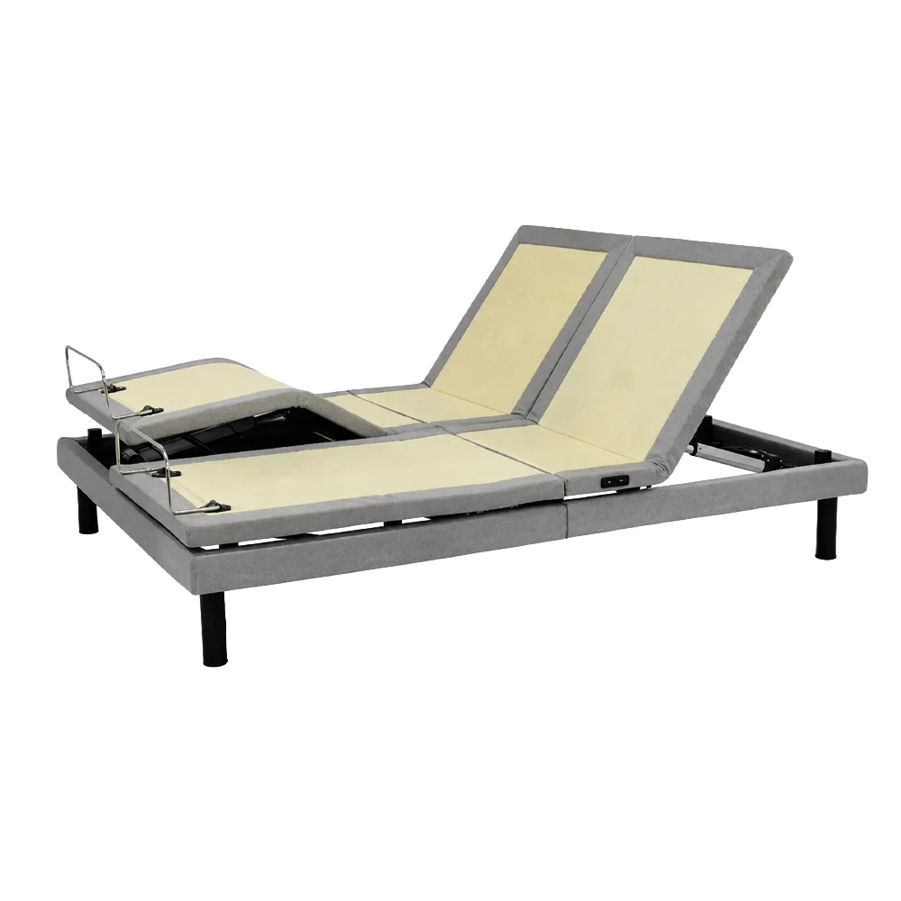 Base articulada doble de marco gris y plataforma beige, 4 motores