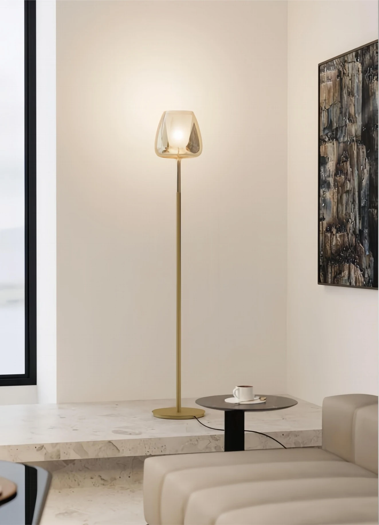 Lámpara de pie de campana con difusor interior 168 cm