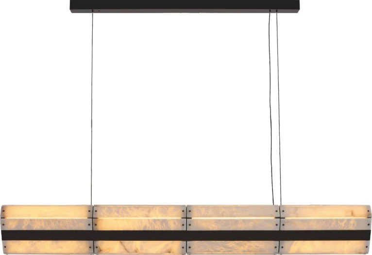 Colgante lineal de alabastro con fajas negras 155 cm