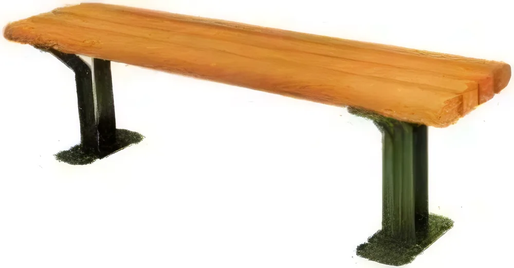 Banco de exterior de WPC sin respaldo con pata en T, 45 cm de alto