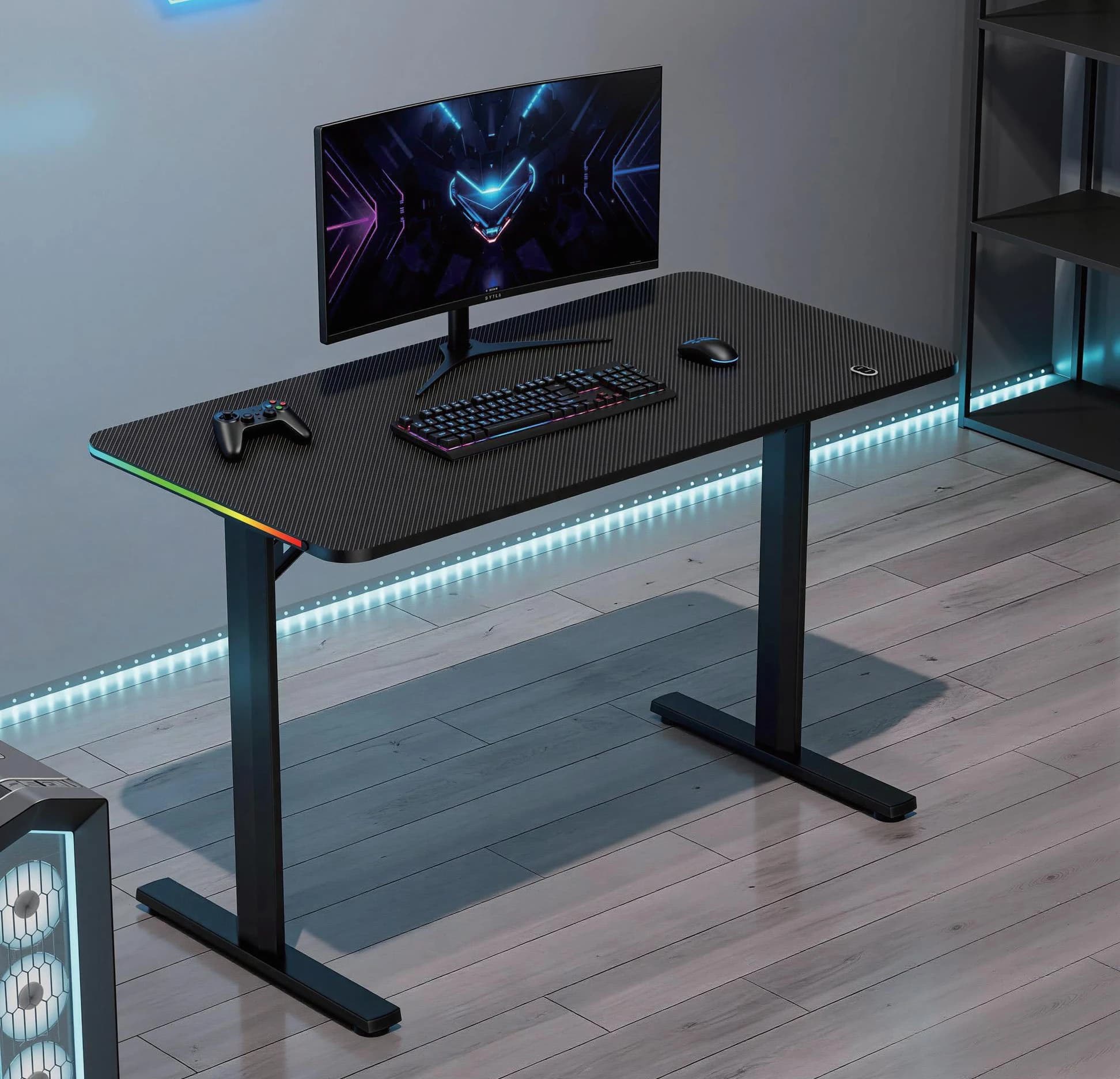 Escritorio gamer de altura fija con luz LED RGB 120 × 60 cm