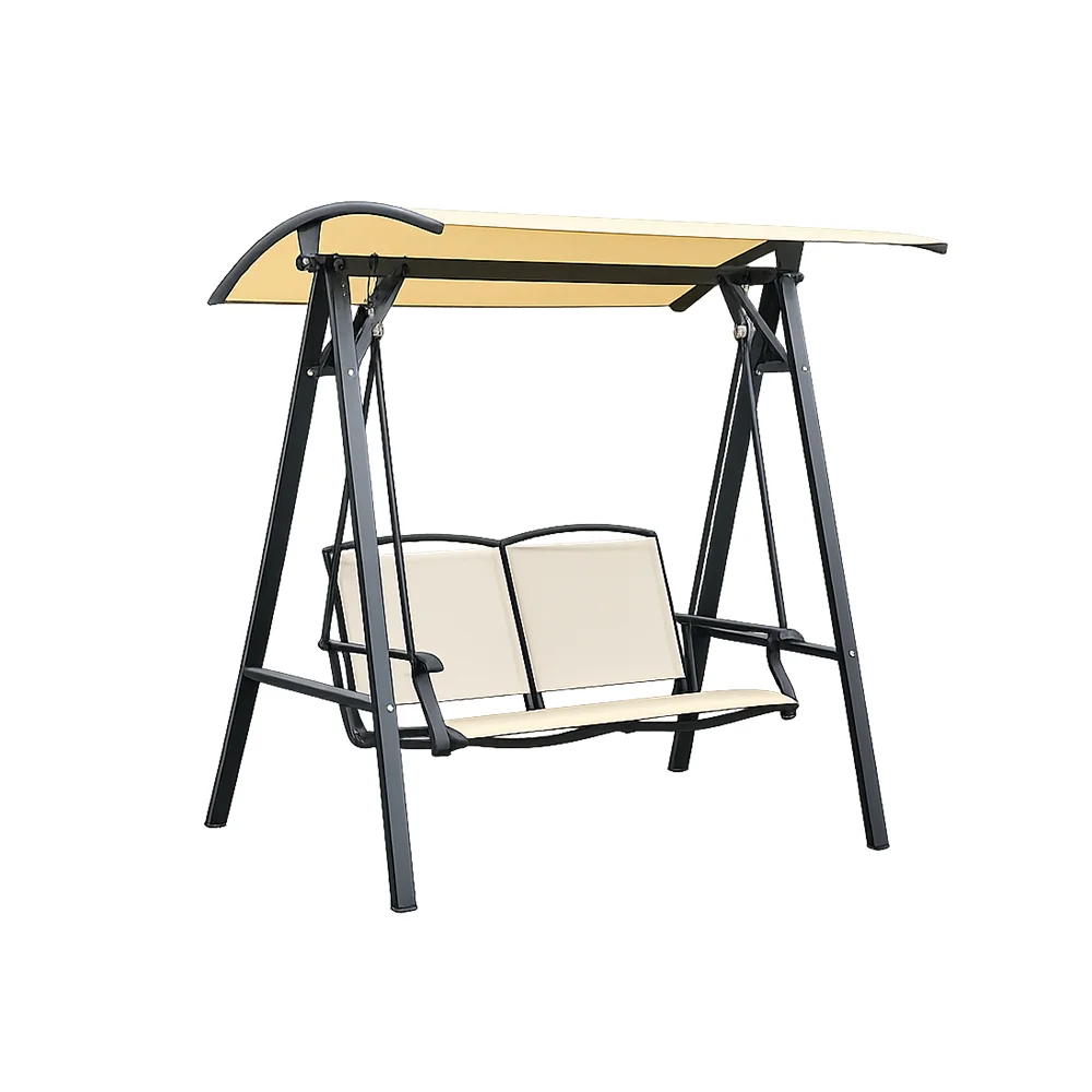 Hamaca de jardín con techo, estructura de acero y asiento con textileno