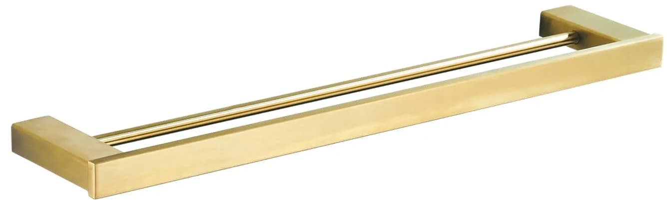 Toallero barral doble cuadrado dorado cepillado