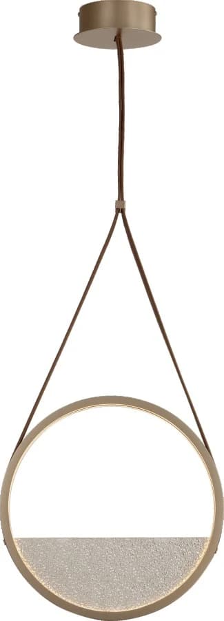 Colgante de aro con vidrio texturado colgado de una correa de cuero Ø 36 a 60 cm