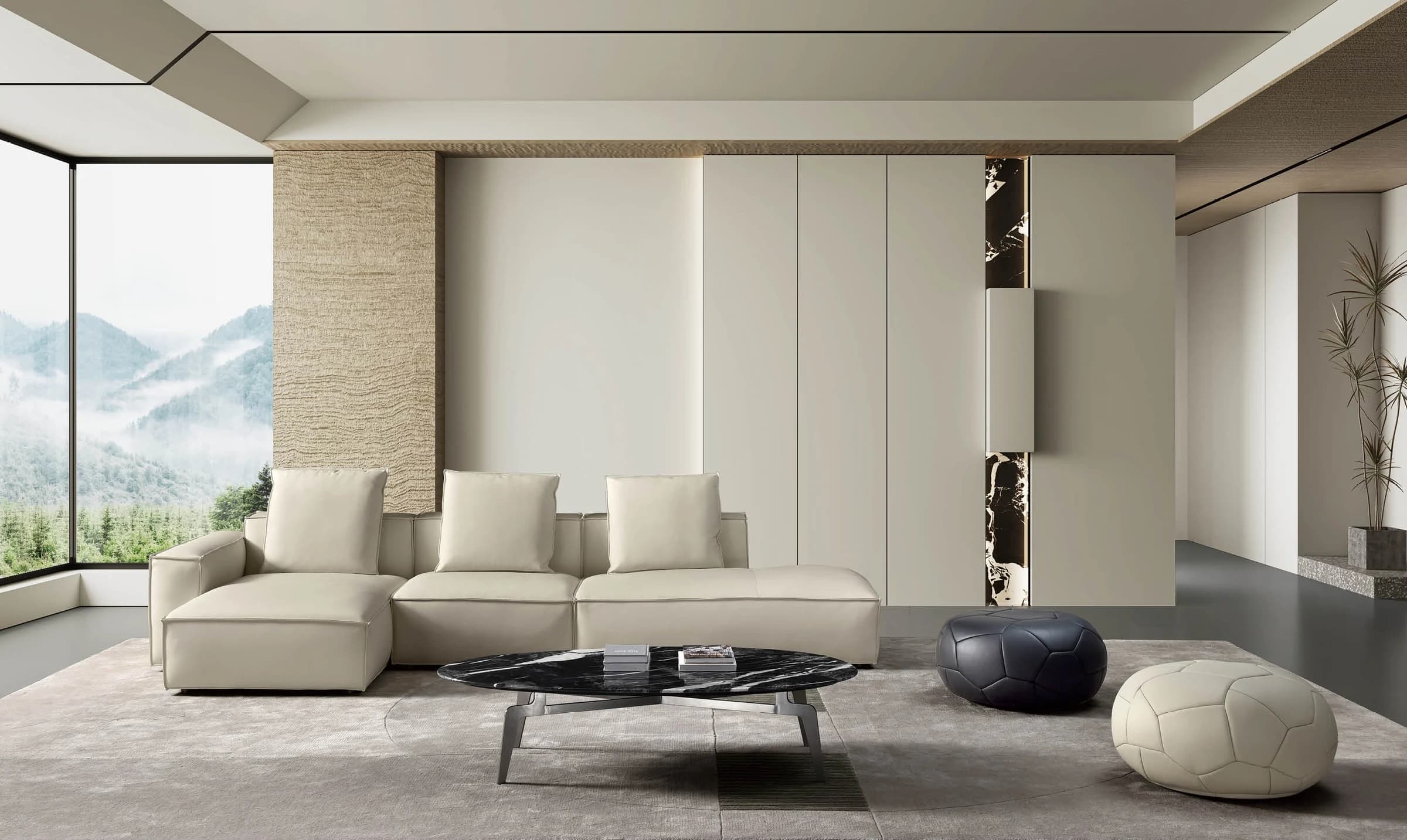Sofá Estrofa · Sofá modular en L con almohadones de respaldo