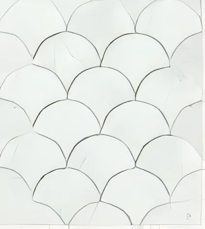 Mosaico cerámico símil mármol blanco escama de pez 85 × 95