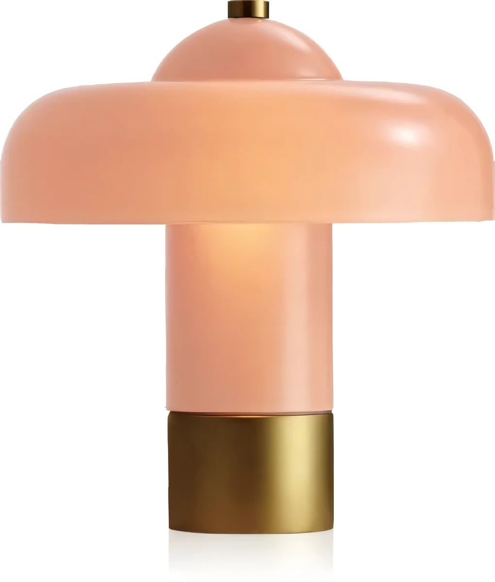 Lámpara de mesa de hongo de vidrio con base color latón Ø 30 cm