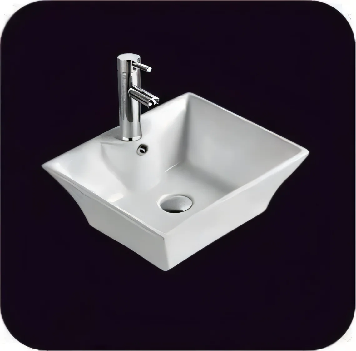Lavatorio sobre mesada rectangular facetado 46 × 39 × 16,5