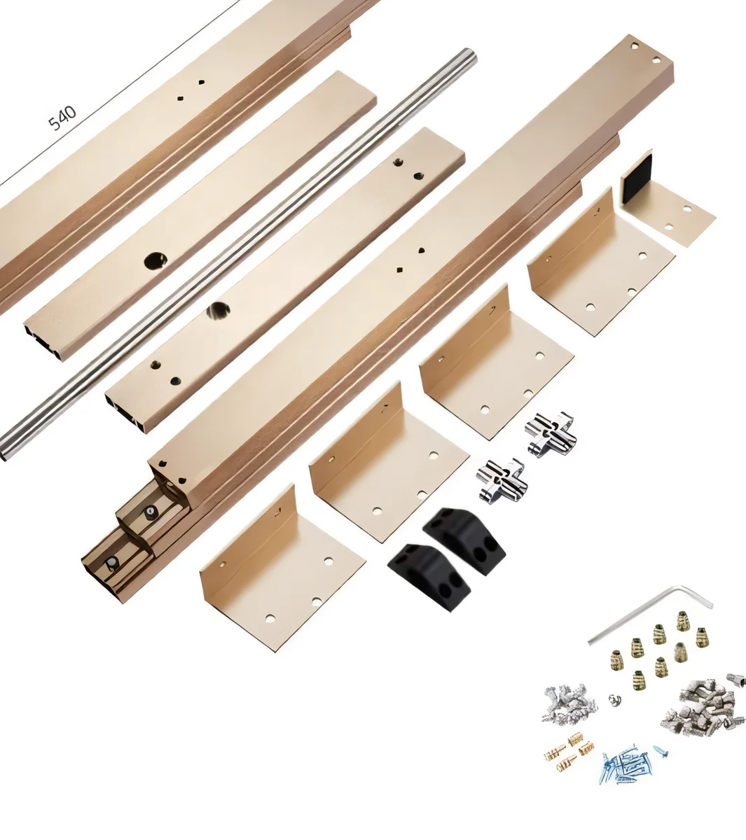 Corredera con tapa rebatible interior, mueble 540