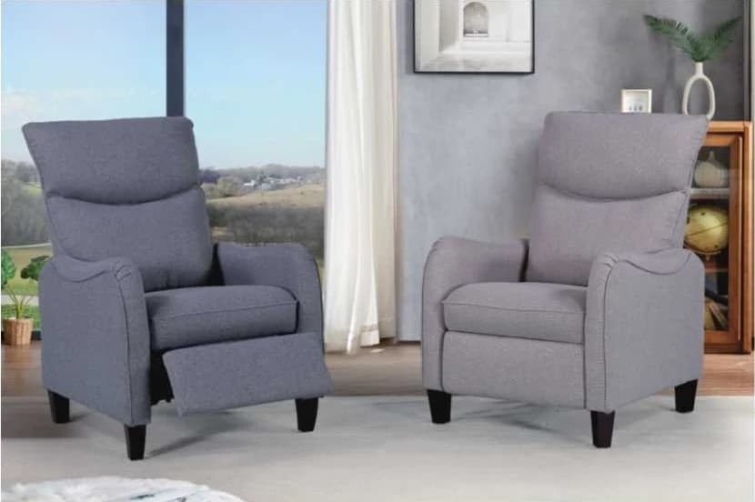 Sillón Fitero · Sillón reclinable con patas oscuras, en dos grises