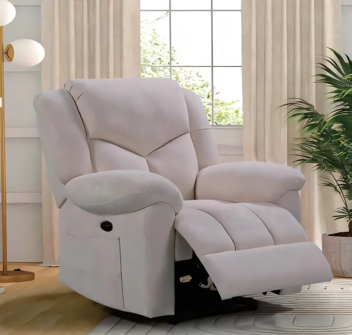Sillón Baena · Sillón reclinable de brazos acolchados, gris claro