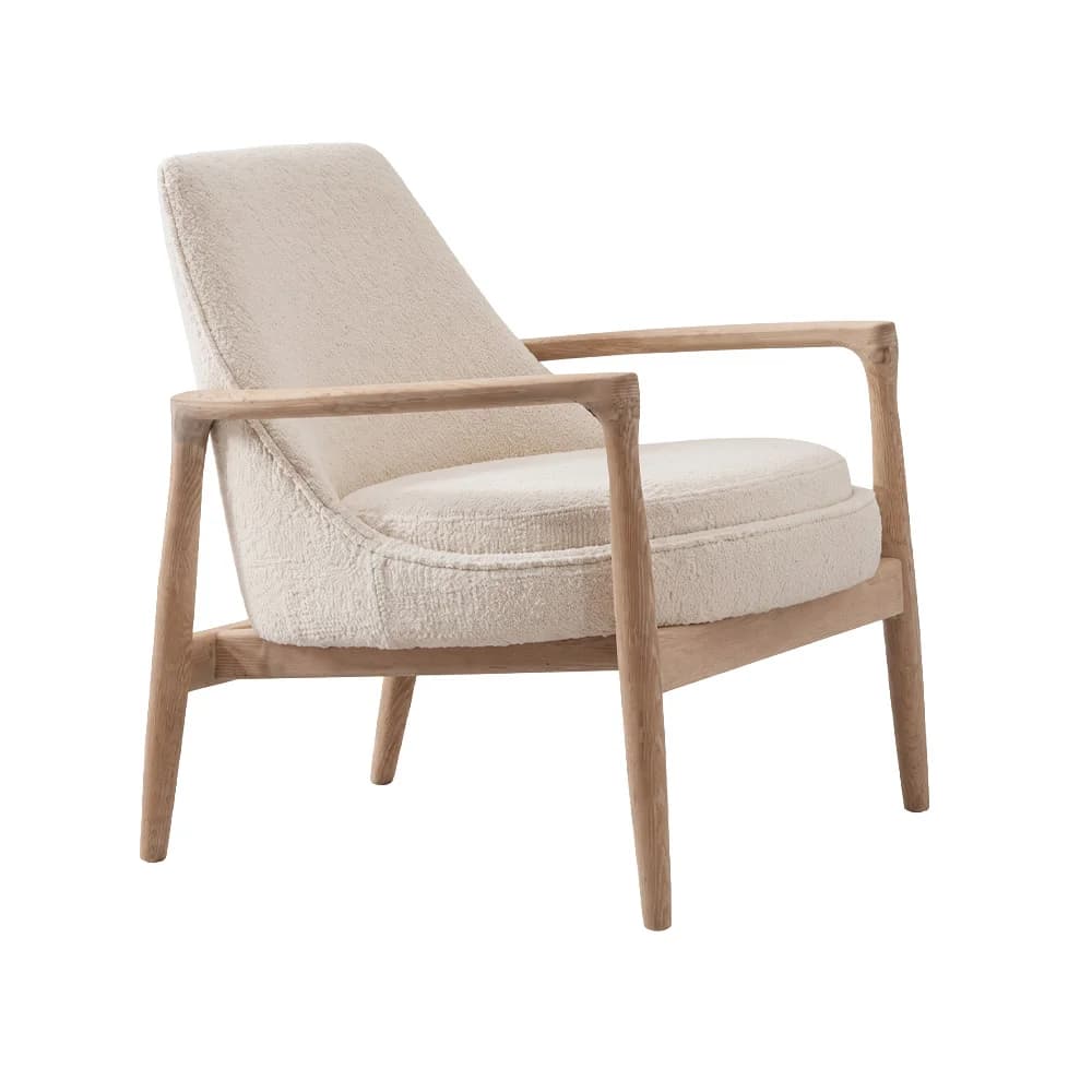 Sillón Limo · Sillón de estructura clara y asiento envolvente 76 × 78 cm