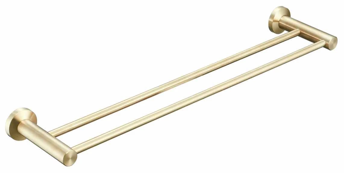 Toallero barral doble tubular dorado cepillado