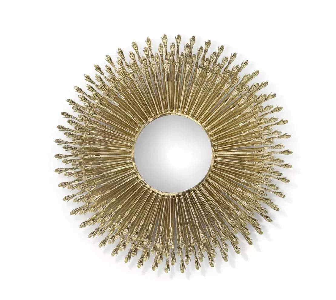 Espejo sol de varillas doradas