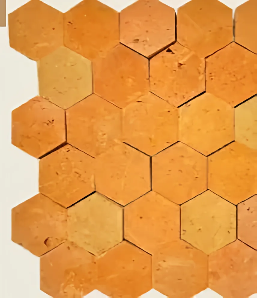 Ladrillo rojo de terracota hexagonal en mosaico