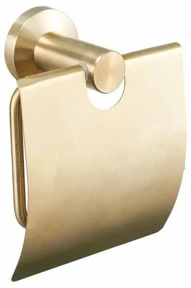 Portarrollos con tapa tubular dorado cepillado