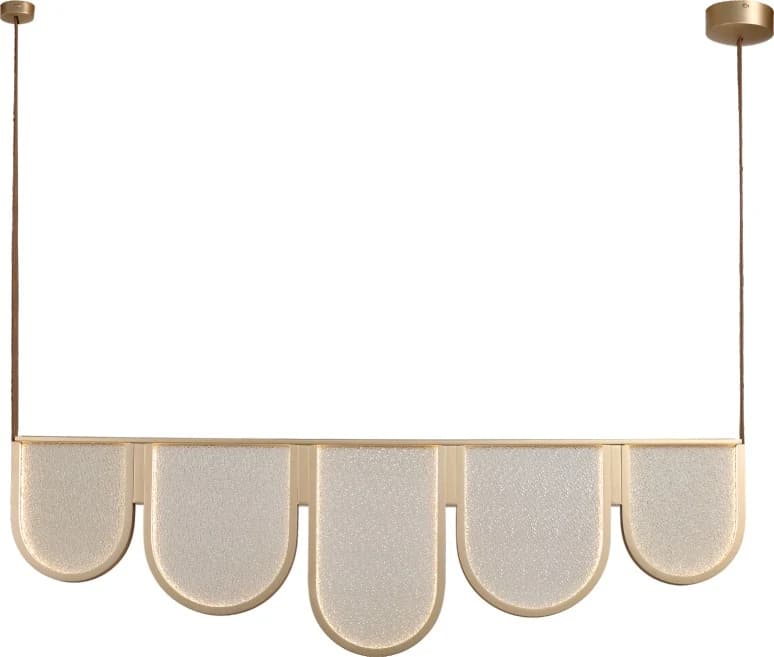 Colgante lineal de cinco arcos de vidrio texturado 123,5 cm