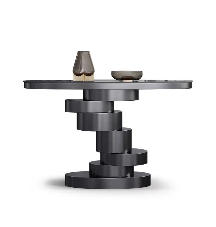 Consola con pie de discos escalonados 140 × 40 cm