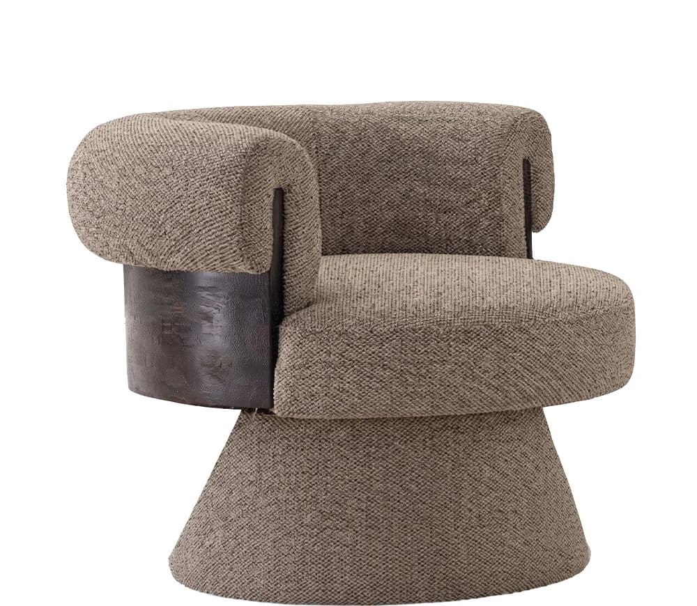 Sillón Loma · Sillón giratorio sobre base cónica con respaldo enrollado 92 × 85 cm