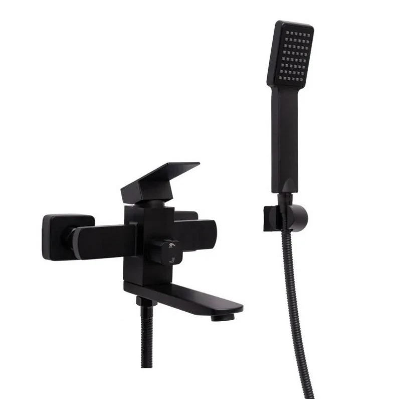 Mezcladora de ducha de pared con duchador, negro