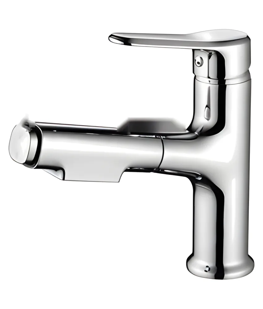 Monocomando de lavatorio extraíble redondo con botonera, de aleación