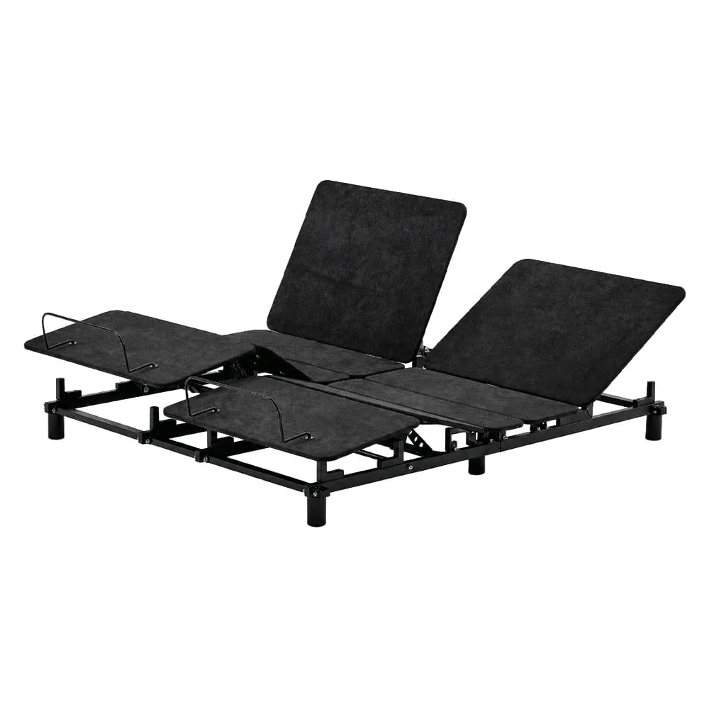 Base articulada doble tapizada en gris oscuro, 2 motores