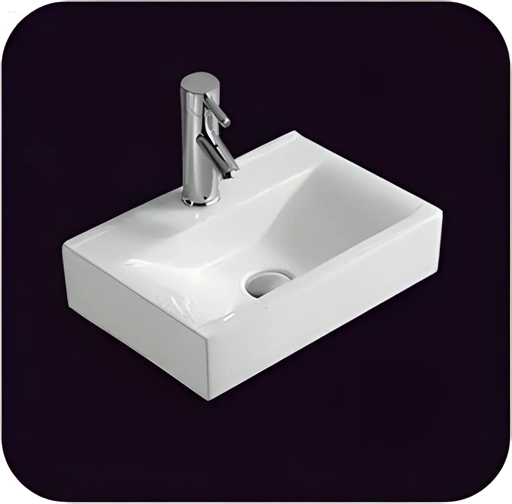 Lavatorio sobre mesada rectangular compacto 45 × 30,5 × 10,5
