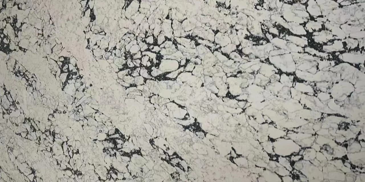 Cuarzo blanco veteado negro brecha