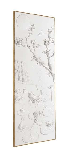 Par de paneles decorativos blancos en relieve 90 × 250 cm