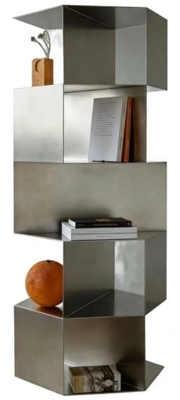 Biblioteca de cubos de terminación metálica apilados
