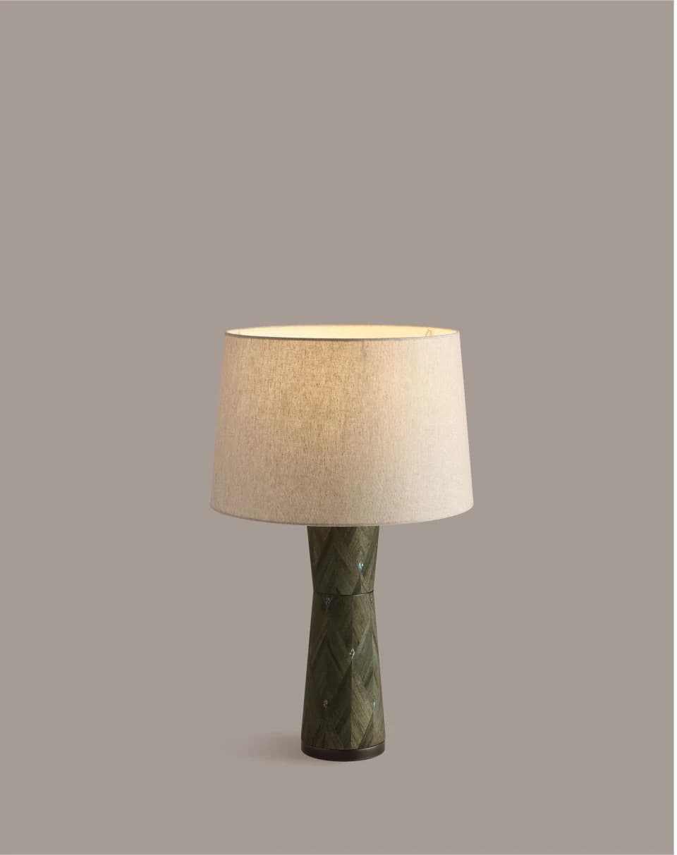 Lámpara de mesa de pie torneado revestido en corteza Ø 46 cm