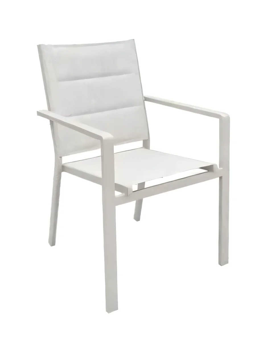 Silla de exterior de aluminio con textileno acolchado