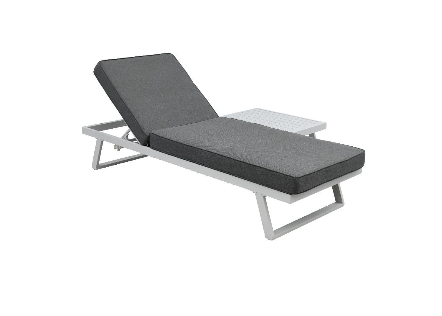Reposera de exterior con colchoneta y mesa lateral