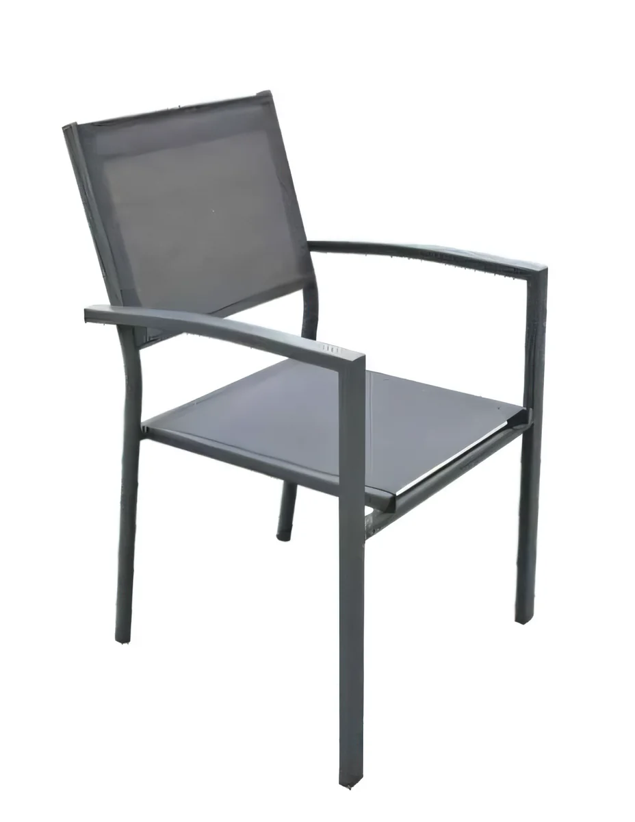 Silla de exterior de aluminio con textileno, gris