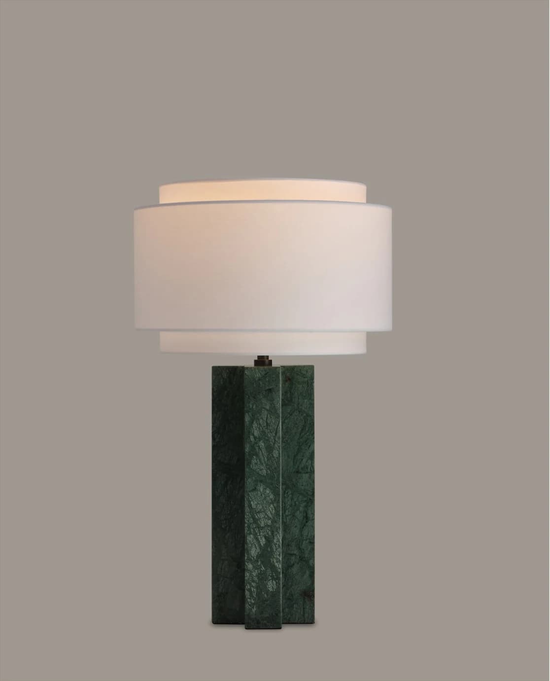 Lámpara de mesa de mármol verde en cruz con pantalla doble Ø 30 cm