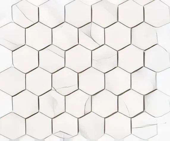 Mosaico cerámico símil mármol blanco hexagonal 51 × 59