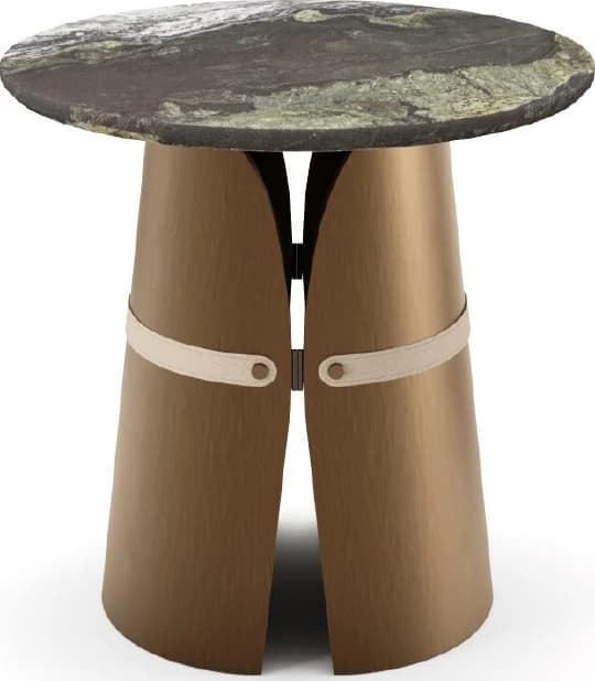 Mesa auxiliar de pie cónico con cinto y tapa símil piedra